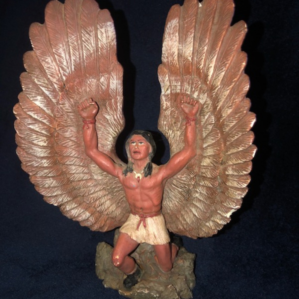 Winged Native American Eagle Indian warrior statue